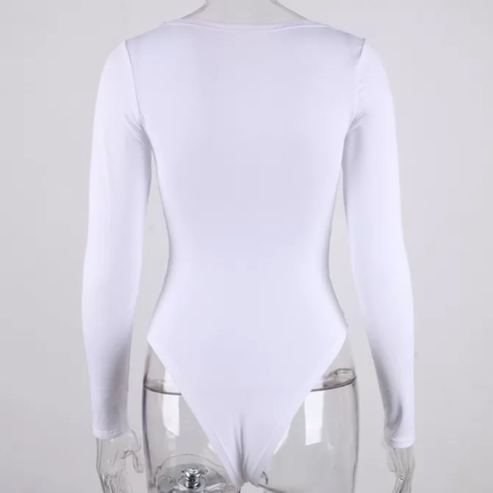 LAST 1 - Square neck long sleeve white bodysuit - Picture 8 of 8